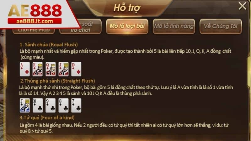 Các thuật ngữ trong bài xì tố online