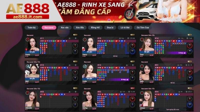 Chọn chơi Baccarat trong danh mục các trò chơi