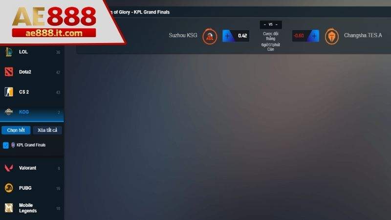 Chọn kèo cá cược King of Glory