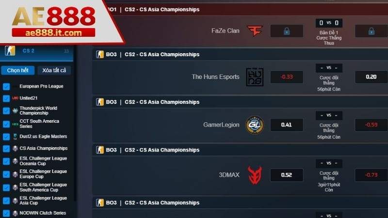 Chọn trò chơi CSGO trong danh mục Esports