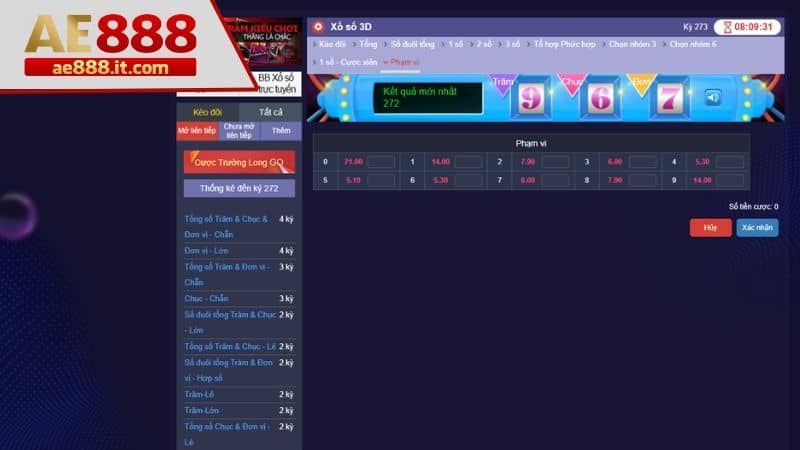 Cược xổ số 3D kèo phạm vi