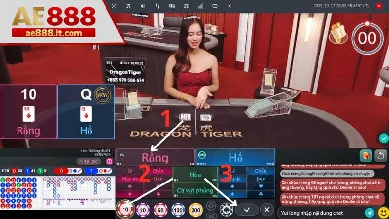 Hướng dẫn cách đặt cược rồng hổ online chi tiết tại AE888