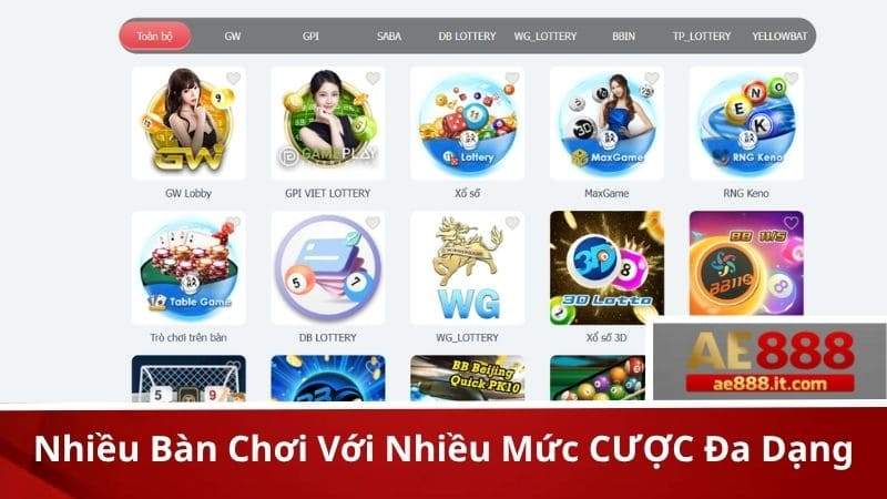 Đa dạng sảnh chơi, cung cấp nhiều thể loại xổ số